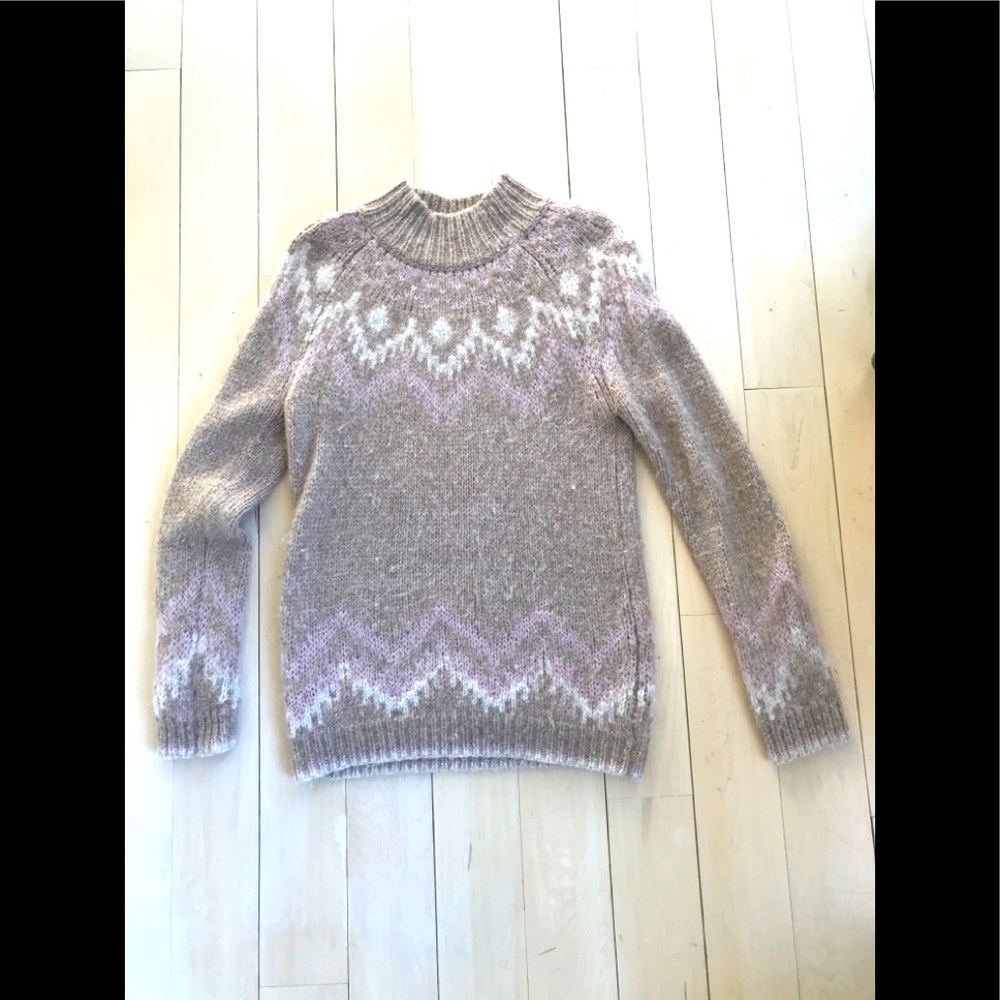 Theory taupe fair isle mohair sweater